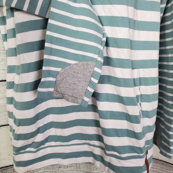 Ampersand Avenue Women’s Hoodie Green White Striped Size L - Picture 3 of 8